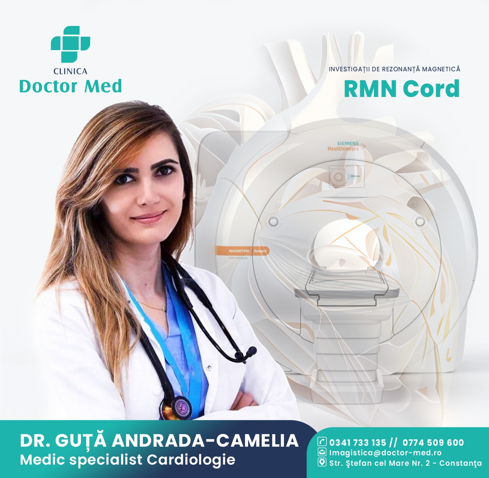 Investigații cardiace de înaltă calitate! RMN CORD disponibil în Clinica Doctor Med Constanța!